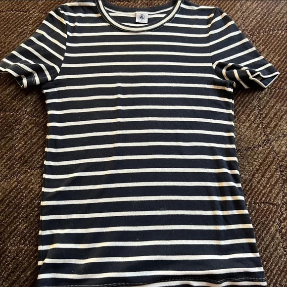 Petit Bateau Navy and White Striped Short Sleeve Tee - Picture 4 of 10